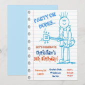 Rock Star Guitar Doodle Verjaardag Uitnodiging (Voorkant / Achterkant)