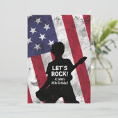 Rock Star Guitar Grunge Birthday Party Kaart (Staand voorkant)