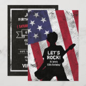 Rock Star Guitar Grunge Birthday Party Kaart (Voorkant / Achterkant)