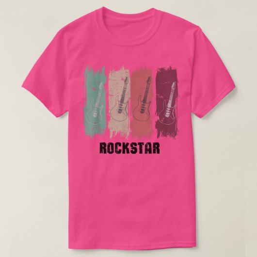 Rock star guitar laat rockretro musical instrument t-shirt (Design voorkant)