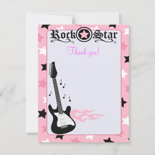 Rock Star Guitar Pink 4x5 Flat Opmerking: Notitiekaartje (Voorkant)