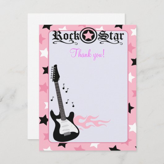 Rock Star Guitar Pink 4x5 Flat Opmerking: Notitiekaartje (Voorkant / Achterkant)