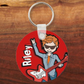 Rock star guitar play boy grafische naam sleutelha sleutelhanger (Voorkant)