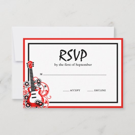 Rock Star Guitar Red RSVP Kaartje (Voorkant)