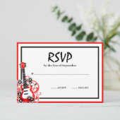 Rock Star Guitar Red RSVP Kaartje (Staand voorkant)