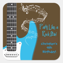 Rock Star guitar verjaardagsfeest stickers