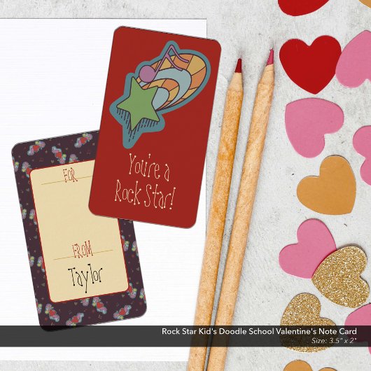 Rock Star Kind's Doodle School Valentijns Notitiekaartje