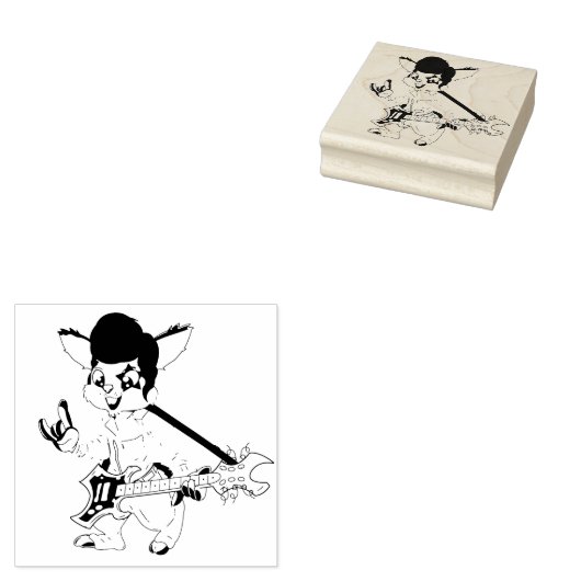 Rock Star Konijn Konijn | Pasen Vakantie Rubberstempel (Gestempeld)