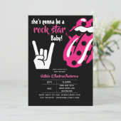 ROCK STAR Meisjes Baby Shower Roze Moderne Muziek Kaart (Staand voorkant)