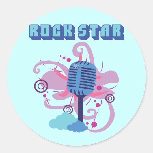 Rock Star Microphone Ronde Sticker (Voorkant)