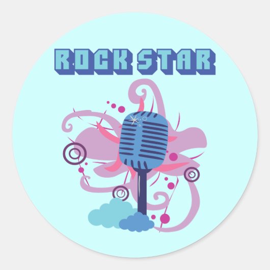 Rock Star Microphone Ronde Sticker (Voorkant)