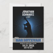 Rock Star Mitzvah Save the Date Blue Magnetische Uitnodiging (Voorkant)