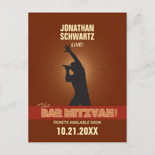 Rock Star Mitzvah Save the Date in Brown Aankondigingskaart