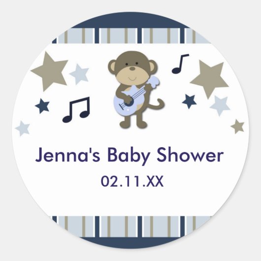 Rock Star Monkey Baby shower Sticker (Voorkant)
