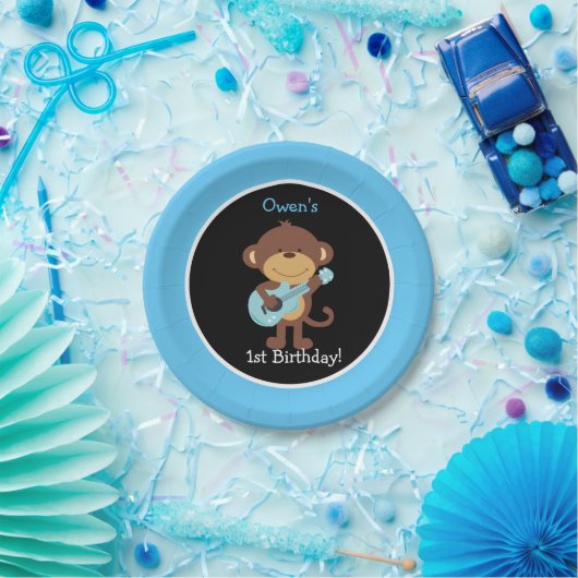 Rock Star Monkey-Bord / aangepaste kleuren! Papieren Bordje (Feest)