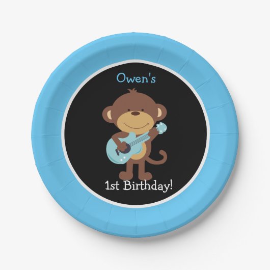 Rock Star Monkey-Bord / aangepaste kleuren! Papieren Bordje (Voorkant)