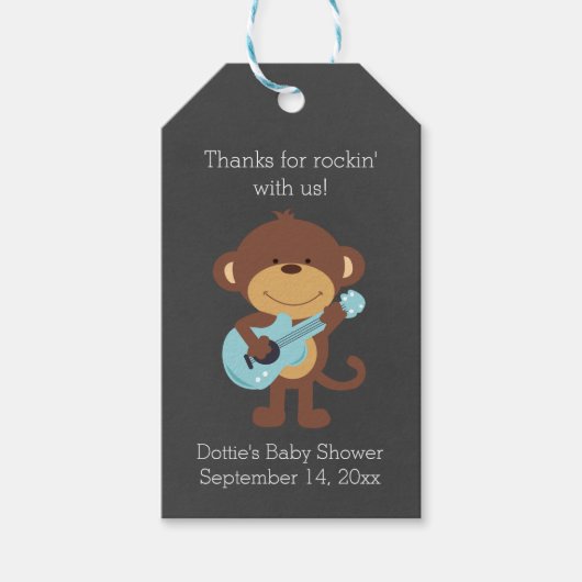 Rock Star Monkey Chalkboard Gift Label Cadeaulabel (Voorkant)