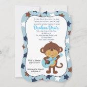 Rock Star Monkey Guitar Boy Baby shower Kaart (Voorkant)