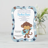 Rock Star Monkey Guitar Boy Baby shower Kaart (Staand voorkant)