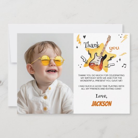 Rock Star One Rocks Bedankt kaart 1e verjaardag (Voorkant)