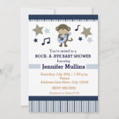 Rock Star Party Baby shower Monkey Invitation Kaart (Voorkant)