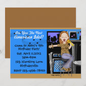 Rock Star Party for Girls Kaart (Voorkant / Achterkant)