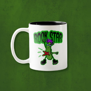 Rock Star Pickle - Grappige Cartoon Tweekleurige Koffiemok