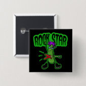 Rock Star Pickle - Grappige Cartoon Vierkante Button 5,1 Cm (Voorkant /achterkant)