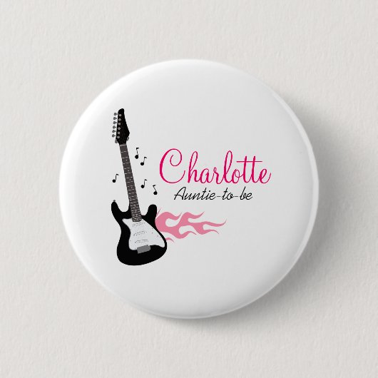 ROCK STAR PINK BABY SHOWER NAME TAG BUTTON (Voorkant)