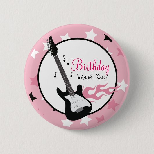 ROCK STAR PINK BIRTHDAY BUTTON - KLANT. (Voorkant)