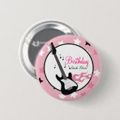 ROCK STAR PINK BIRTHDAY BUTTON - KLANT. (Voorkant /achterkant)