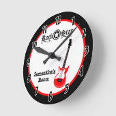 Rock Star Red Guitar Personalized Clock Ronde Klok (Hoek)