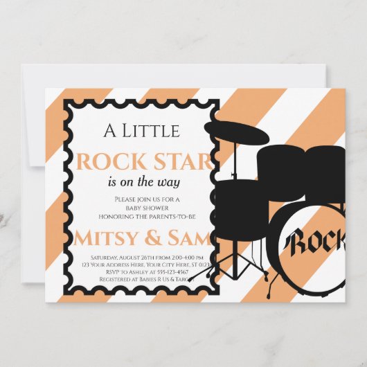 Rock Star Rock a Bye Baby Shower Uitnodiging (Voorkant)