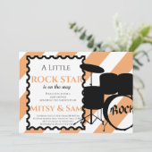 Rock Star Rock a Bye Baby Shower Uitnodiging (Staand voorkant)