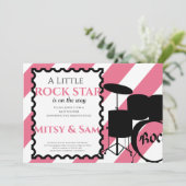Rock Star Rock a Bye Baby Shower Uitnodiging (Staand voorkant)
