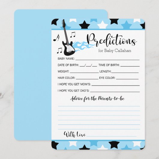 Rock Star Rock a Bye Voorspellingen voor baby advi Kaart (Voorkant / Achterkant)