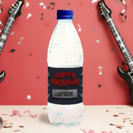 Rock Star - Rock and Roll Birthday Bottle Label Waterfles Etiket