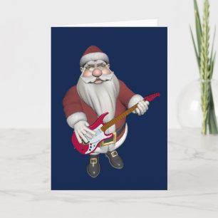 Rock Star Santa met Red Electric Guitar Feestdagen Kaart
