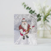 Rock Star Santa met Red Electric Guitar Feestdagenkaart (Staand voorkant)