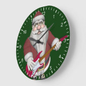 Rock Star Santa met Red Electric Guitar Grote Klok (Hoek)