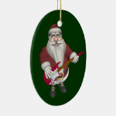 Rock Star Santa met Red Electric Guitar Keramisch Ornament (Rechts)