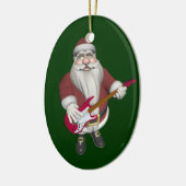Rock Star Santa met Red Electric Guitar Keramisch Ornament (Links)