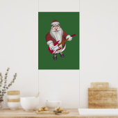 Rock Star Santa met Red Electric Guitar Poster (Keuken)