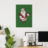 Rock Star Santa met Red Electric Guitar Poster (Thuiskantoor)