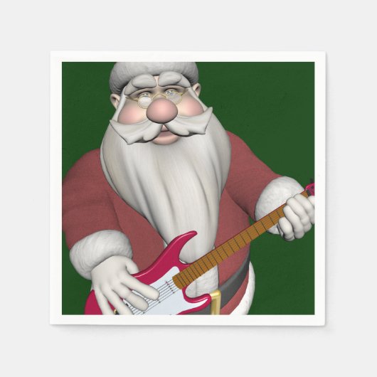 Rock Star Santa met Red Electric Guitar Servetten (Voorkant)