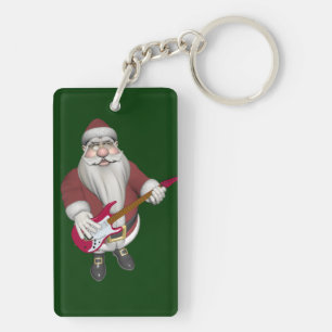 Rock Star Santa met Red Electric Guitar Sleutelhanger