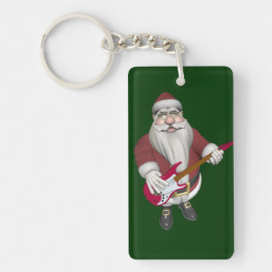 Rock Star Santa met Red Electric Guitar Sleutelhanger