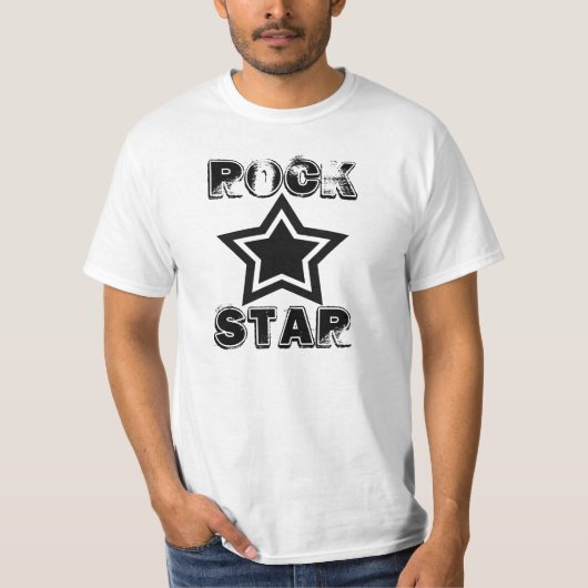 Rock Star-shirt, zwart-wit T-shirt (Voorkant)
