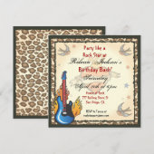 Rock Star Tattoo Invitation Kaart (Voorkant / Achterkant)