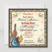 Rock Star Tattoo Invitation Kaart (Voorkant)